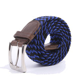 Gelante Canvas Elastic Fabric Woven Stretch Multicolored Braided Belts 2041-Black-Blue-XL